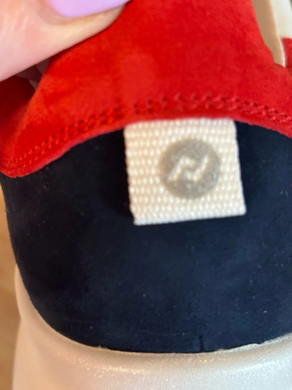 Women’s White Athletic Sneakers with Red & Navy Accents - Picture 5 of 8